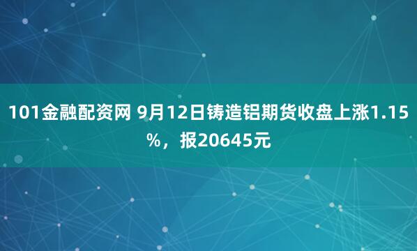 101金融配资网 9月12日铸造铝期货收盘上涨1.15%，报20645元